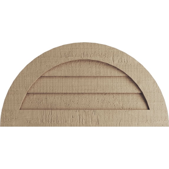 Ekena Millwork 24"W x 12"H Timberthane Rough Cedar Half Round Faux Wood Non-Functional Gable Vent, Primed Tan