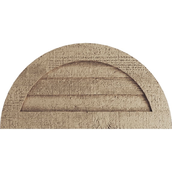 Ekena Millwork 24"W x 12"H Timberthane Rough Sawn Half Round Faux Wood Non-Functional Gable Vent, Primed Tan