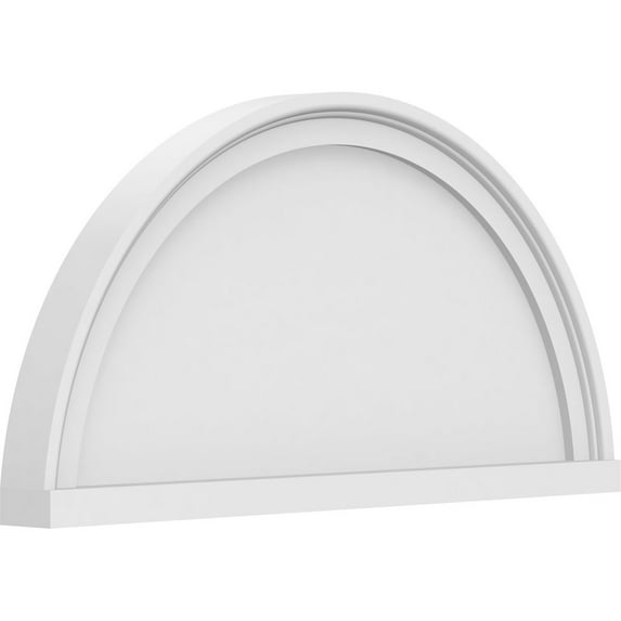 Ekena Millwork 24"W x 12"H x 2"P Half Round Smooth Architectural Grade PVC Pediment