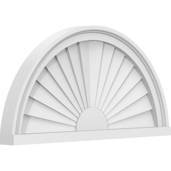 Ekena Millwork 24"W x 12"H x 2"P Half Round Sunburst Architectural Grade PVC Pediment