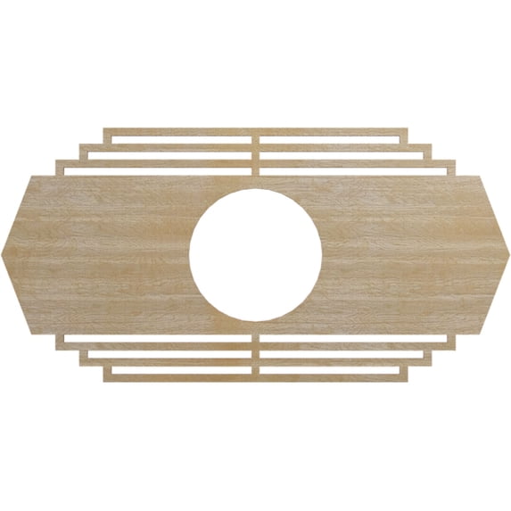 Ekena Millwork 24"W x 12"H x 6 1/4"ID x 3/8"T Chrysler Wood Fretwork Pierced Ceiling Medallion, Birch