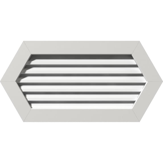 Ekena Millwork 24"W x 18"H Horizontal Peaked Gable Vent (29 3/4"W x 23"H Frame Size) Functional, PVC Gable Vent with 1" x 4" Flat Trim Frame