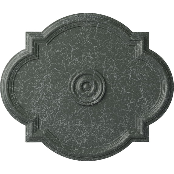 Ekena Millwork 24"W x 20 1/2"H x 1 1/8"P Waltz Ceiling Medallion (Fits Canopies up to 5 1/4"), Hand-Painted Athenian Green Crackle