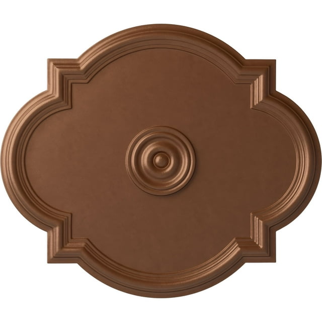 Ekena Millwork 24"W x 20 1/2"H x 1 1/8"P Waltz Ceiling Medallion (Fits Canopies up to 5 1/4"), Hand-Painted Polished Copper
