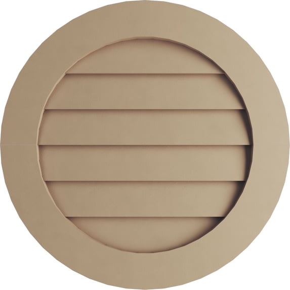 Ekena Millwork 24"W x 24"H Timberthane Rustic Smooth Round Faux Wood Non-Functional Gable Vent, Primed Tan