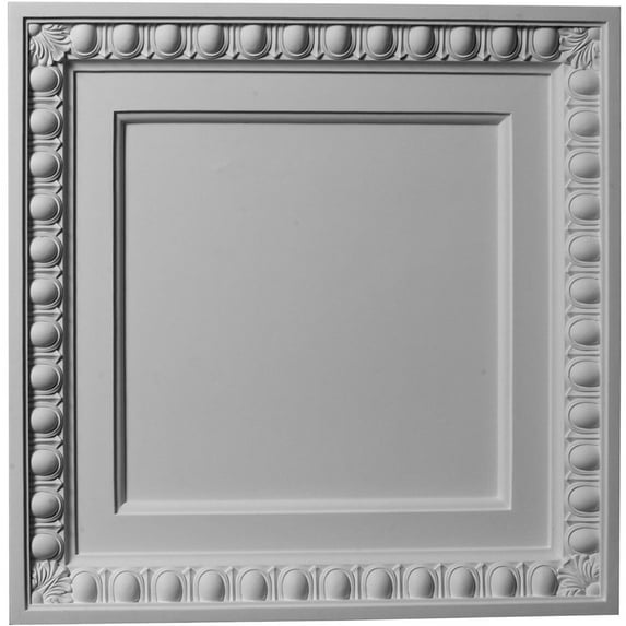 Ekena Millwork 24"W x 24"H x 2 3/8"P Egg & Dart Ceiling Tile (2-Pack)