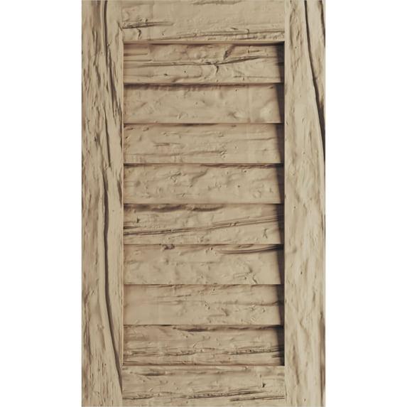 Ekena Millwork 24"W x 27"H Timberthane Riverwood Vertical Faux Wood Non-Functional Gable Vent, Primed Tan