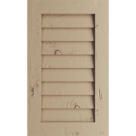 Ekena Millwork 24"W x 33"H Timberthane Knotty Pine Vertical Faux Wood Non-Functional Gable Vent, Primed Tan