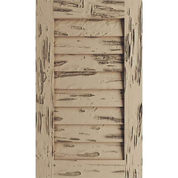 Ekena Millwork 24"W x 48"H Timberthane Pecky Cypress Vertical Faux Wood Non-Functional Gable Vent, Primed Tan