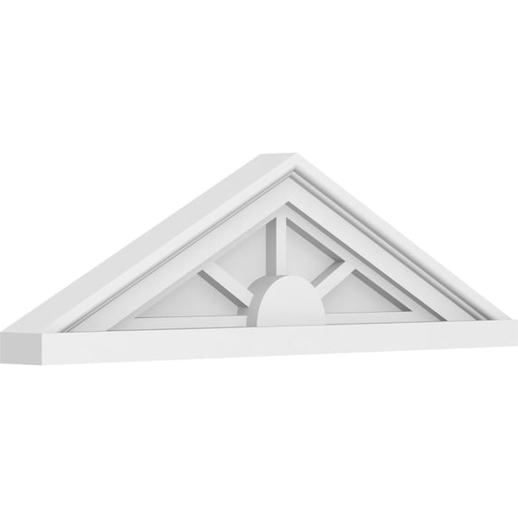 Ekena Millwork 24"W x 7"H x 2"P (Pitch 6/12) Peaked Cap 3 Spoke Architectural Grade PVC Pediment