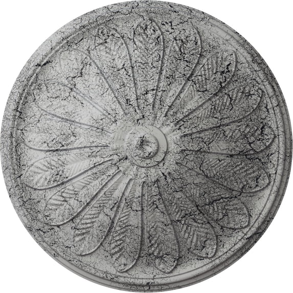 Ekena Millwork 25 1/2"OD x 5 1/2"P Brontes Ceiling Medallion (Fits Canopies up to 3 5/8"), Hand-Painted Ultra Pure White Crackle