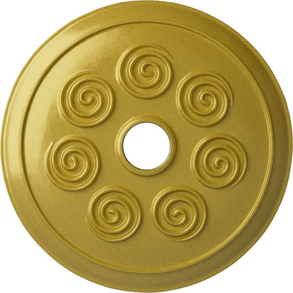 Ekena Millwork 25 1/4"OD x 4"ID x 2"P Spiral Ceiling Medallion (Fits Canopies up to 4"), Hand-Painted Rich Gold