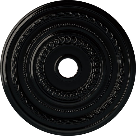 Ekena Millwork 25 3/8"OD x 3 3/8"ID x 1 3/8"P Cole Ceiling Medallion (Fits Canopies up to 9 1/8"), Hand-Painted Black Pearl