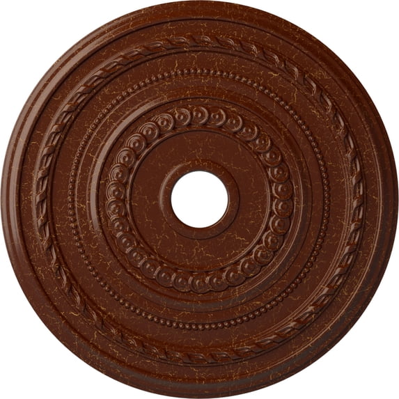 Ekena Millwork 25 3/8"OD x 3 3/8"ID x 1 3/8"P Cole Ceiling Medallion (Fits Canopies up to 9 1/8"), Hand-Painted Burnished Mahogany Crackle