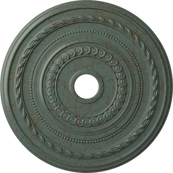 Ekena Millwork 25 3/8"OD x 3 3/8"ID x 1 3/8"P Cole Ceiling Medallion (Fits Canopies up to 9 1/8"), Hand-Painted Cloud Burst Crackle