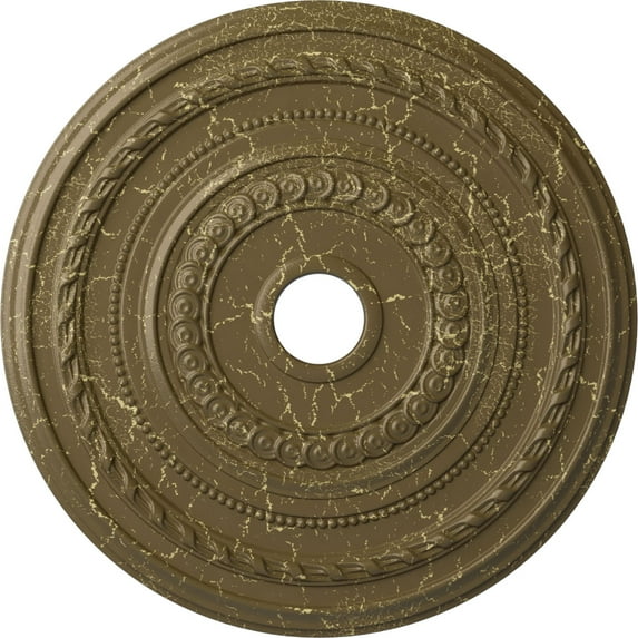 Ekena Millwork 25 3/8"OD x 3 3/8"ID x 1 3/8"P Cole Ceiling Medallion (Fits Canopies up to 9 1/8"), Hand-Painted Mississippi Mud Crackle