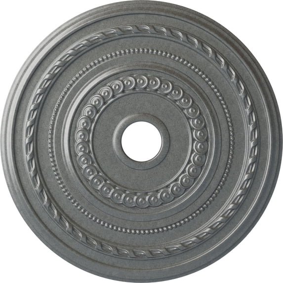 Ekena Millwork 25 3/8"OD x 3 3/8"ID x 1 3/8"P Cole Ceiling Medallion (Fits Canopies up to 9 1/8"), Hand-Painted Platinum