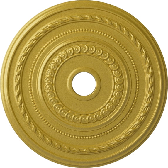 Ekena Millwork 25 3/8"OD x 3 3/8"ID x 1 3/8"P Cole Ceiling Medallion (Fits Canopies up to 9 1/8"), Hand-Painted Rich Gold