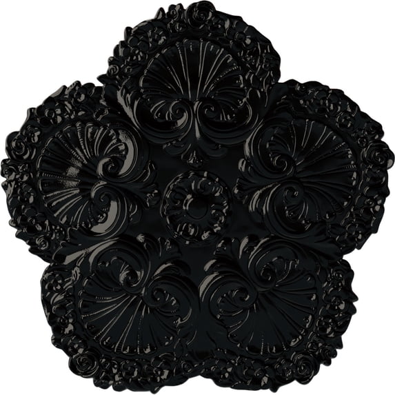 Ekena Millwork 25 5/8"OD x 1"P Shell Ceiling Medallion, Hand-Painted Black Pearl