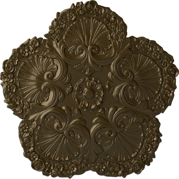 Ekena Millwork 25 5/8"OD x 1"P Shell Ceiling Medallion, Hand-Painted Brass