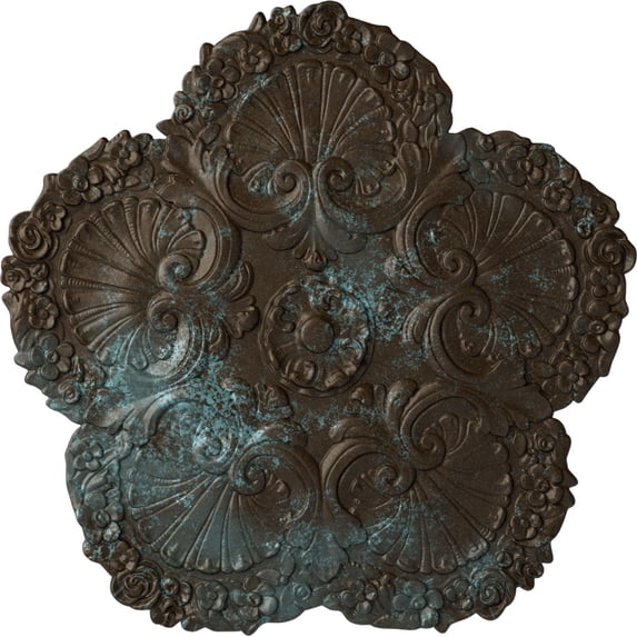 Ekena Millwork 25 5/8"OD x 1"P Shell Ceiling Medallion, Hand-Painted Bronze Blue Patina