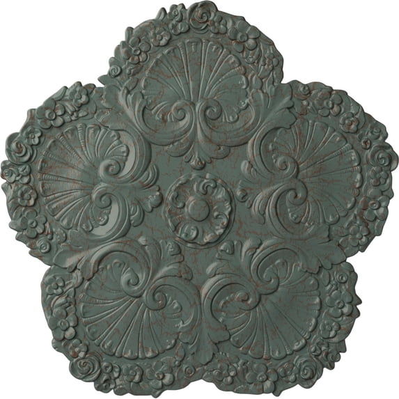 Ekena Millwork 25 5/8"OD x 1"P Shell Ceiling Medallion, Hand-Painted Cloud Burst Crackle