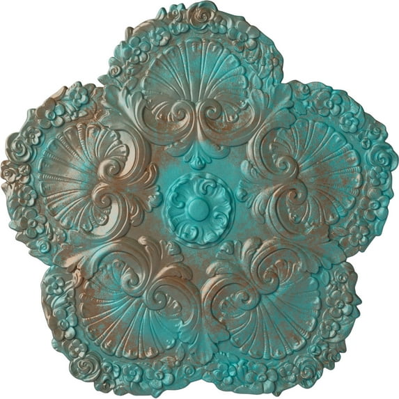 Ekena Millwork 25 5/8"OD x 1"P Shell Ceiling Medallion, Hand-Painted Copper Green Patina