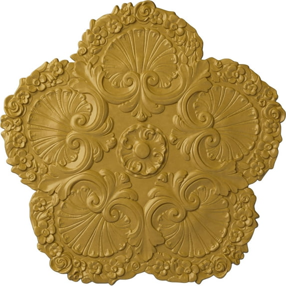 Ekena Millwork 25 5/8"OD x 1"P Shell Ceiling Medallion, Hand-Painted Iridescent Gold
