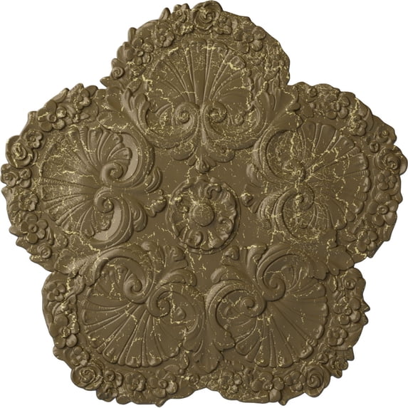 Ekena Millwork 25 5/8"OD x 1"P Shell Ceiling Medallion, Hand-Painted Mississippi Mud Crackle