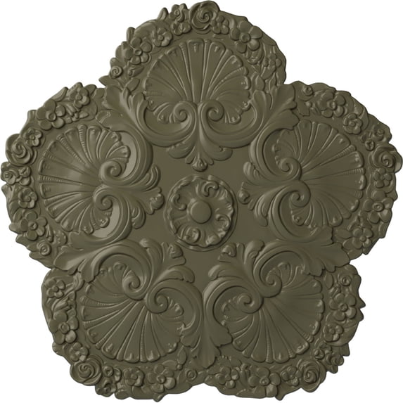 Ekena Millwork 25 5/8"OD x 1"P Shell Ceiling Medallion, Hand-Painted Painted Turtle