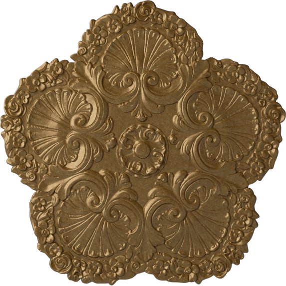 Ekena Millwork 25 5/8"OD x 1"P Shell Ceiling Medallion, Hand-Painted Pale Gold