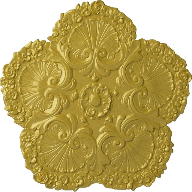 Ekena Millwork 25 5/8"OD x 1"P Shell Ceiling Medallion, Hand-Painted Rich Gold