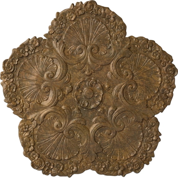 Ekena Millwork 25 5/8"OD x 1"P Shell Ceiling Medallion, Hand-Painted Rubbed Bronze
