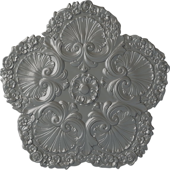 Ekena Millwork 25 5/8"OD x 1"P Shell Ceiling Medallion, Hand-Painted Silver