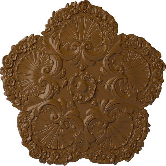 Ekena Millwork 25 5/8"OD x 1"P Shell Ceiling Medallion, Hand-Painted Smokey Topaz