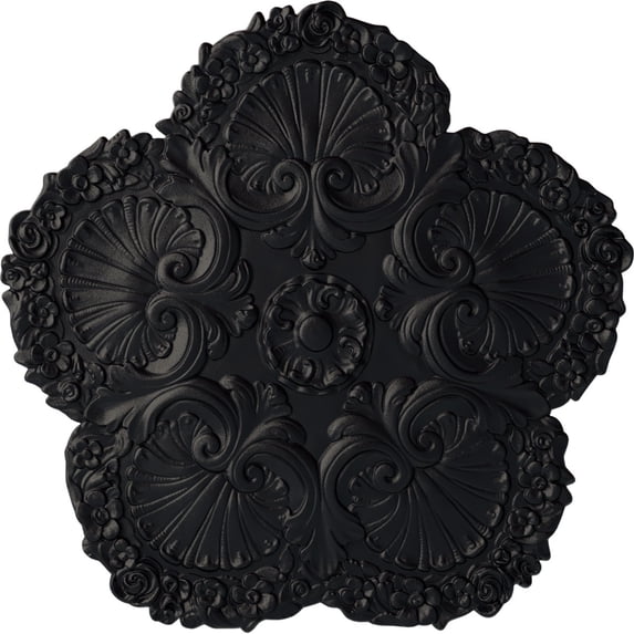 Ekena Millwork 25 5/8"OD x 1"P Shell Ceiling Medallion, Hand-Painted Steel Gray