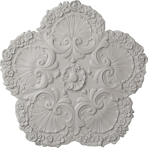 Ekena Millwork 25 5/8"OD x 1"P Shell Ceiling Medallion, Hand-Painted Ultra Pure White