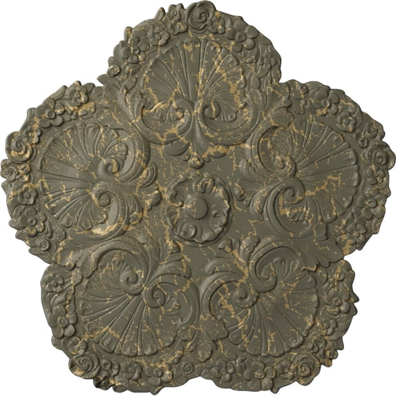 Ekena Millwork 25 5/8"OD x 1"P Shell Ceiling Medallion, Hand-Painted Witch Hazel Crackle