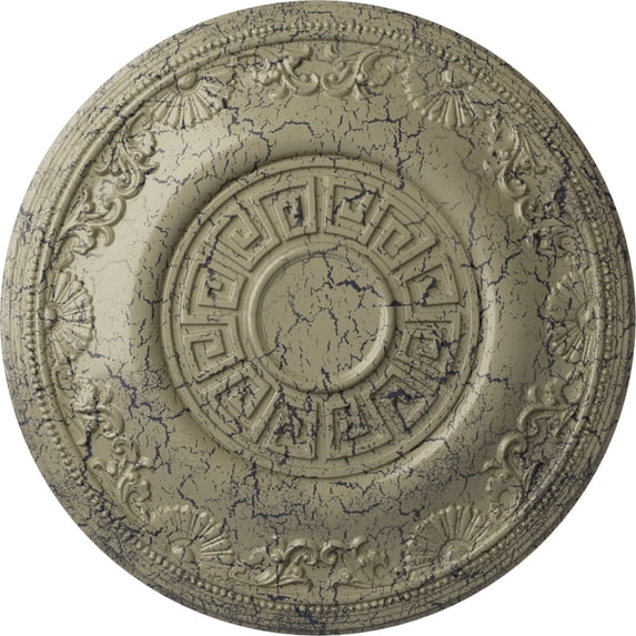 Ekena Millwork 25 7/8"OD x 2 1/4"P Nestor Ceiling Medallion (Fits Canopies up to 5"), Hand-Painted Castle Stone Crackle