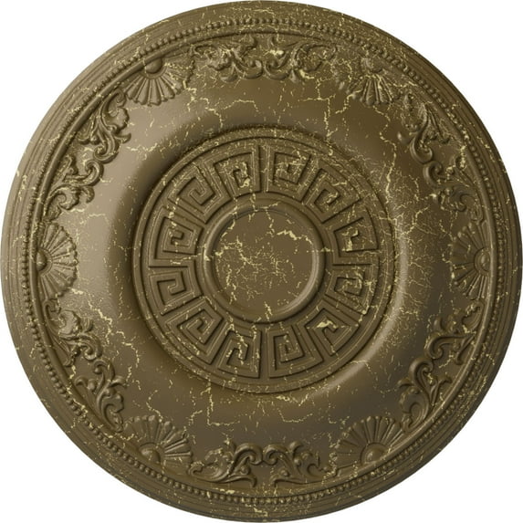 Ekena Millwork 25 7/8"OD x 2 1/4"P Nestor Ceiling Medallion (Fits Canopies up to 5"), Hand-Painted Mississippi Mud Crackle