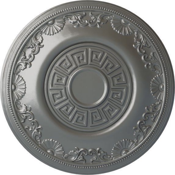 Ekena Millwork 25 7/8"OD x 2 1/4"P Nestor Ceiling Medallion (Fits Canopies up to 5"), Hand-Painted Silver
