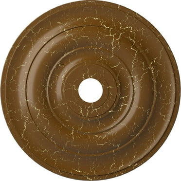 Ekena Millwork 26 1/2"OD x 3 5/8"ID x 1 1/2"P Jefferson Ceiling Medallion (Fits Canopies up to 5"), Hand-Painted Smokey Topaz Crackle