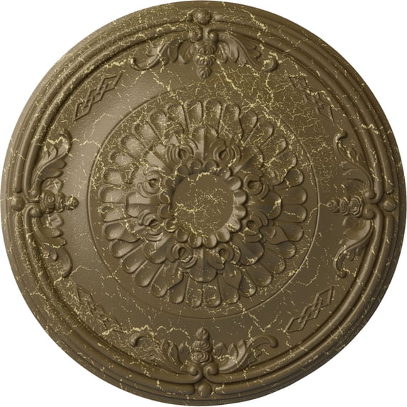 Ekena Millwork 26 1/4"OD x 3 1/4"P Athens Ceiling Medallion (Fits Canopies up to 3 5/8"), Hand-Painted Mississippi Mud Crackle