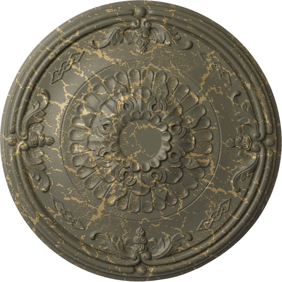 Ekena Millwork 26 1/4"OD x 3 1/4"P Athens Ceiling Medallion (Fits Canopies up to 3 5/8"), Hand-Painted Witch Hazel Crackle