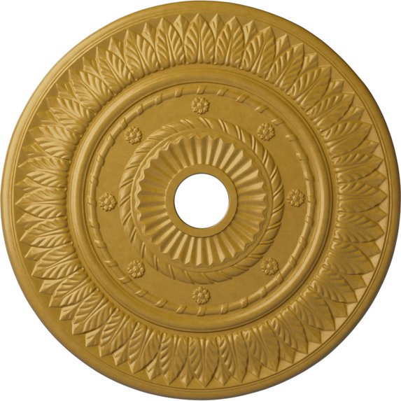 Ekena Millwork 26 3/4"OD x 3 5/8"ID x 1 1/8"P Leaf Ceiling Medallion (Fits Canopies up to 3 5/8"), Hand-Painted Iridescent Gold