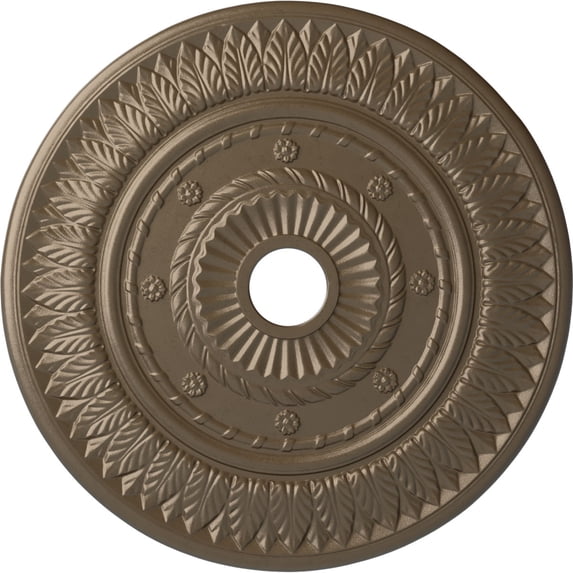 Ekena Millwork 26 3/4"OD x 3 5/8"ID x 1 1/8"P Leaf Ceiling Medallion (Fits Canopies up to 3 5/8"), Hand-Painted Warm Silver