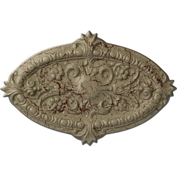 Ekena Millwork 26 3/8"W x 17 1/4"H x 1 3/4"P Marcella Ceiling Medallion (Fits Canopies up to 3"), Hand-Painted Gobi Desert Crackle