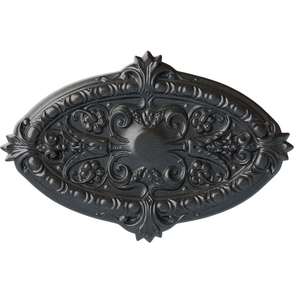 Ekena Millwork 26 3/8"W x 17 1/4"H x 1 3/4"P Marcella Ceiling Medallion (Fits Canopies up to 3"), Hand-Painted Pewter