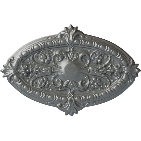 Ekena Millwork 26 3/8"W x 17 1/4"H x 1 3/4"P Marcella Ceiling Medallion (Fits Canopies up to 3"), Hand-Painted Platinum
