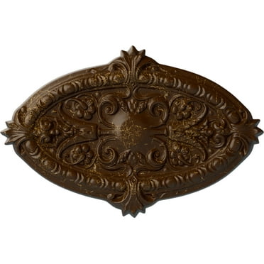 Ekena Millwork 26 3/8"W x 17 1/4"H x 1 3/4"P Marcella Ceiling Medallion (Fits Canopies up to 3"), Hand-Painted Root Beer Crackle